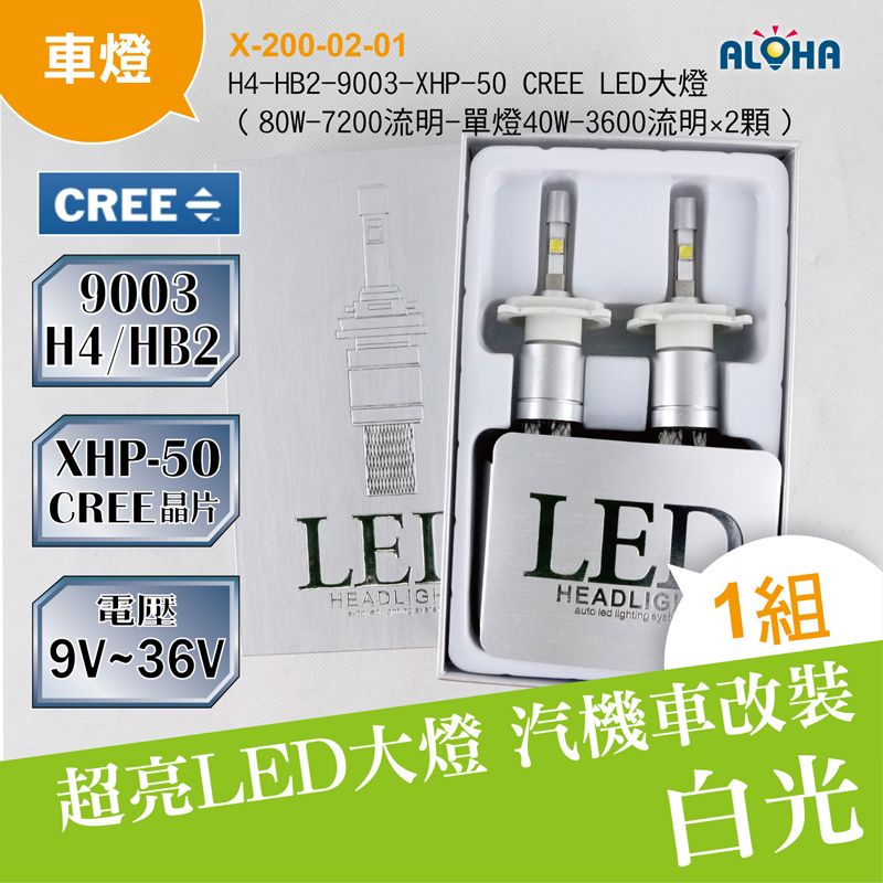 H4-HB2-9003-XHP-50 CREE LED大燈